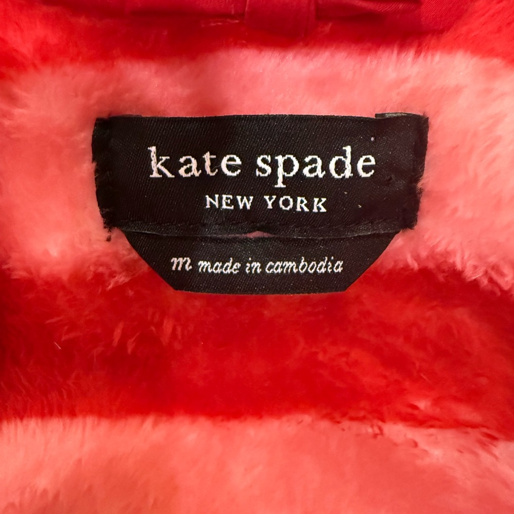kate spade Red and Pink Striped Plush Robe - Picture 2 of 7